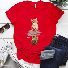 Load image into Gallery viewer, Cat &amp; Tiger Print Graphic T Shirt freeshipping - Tyche Ace
