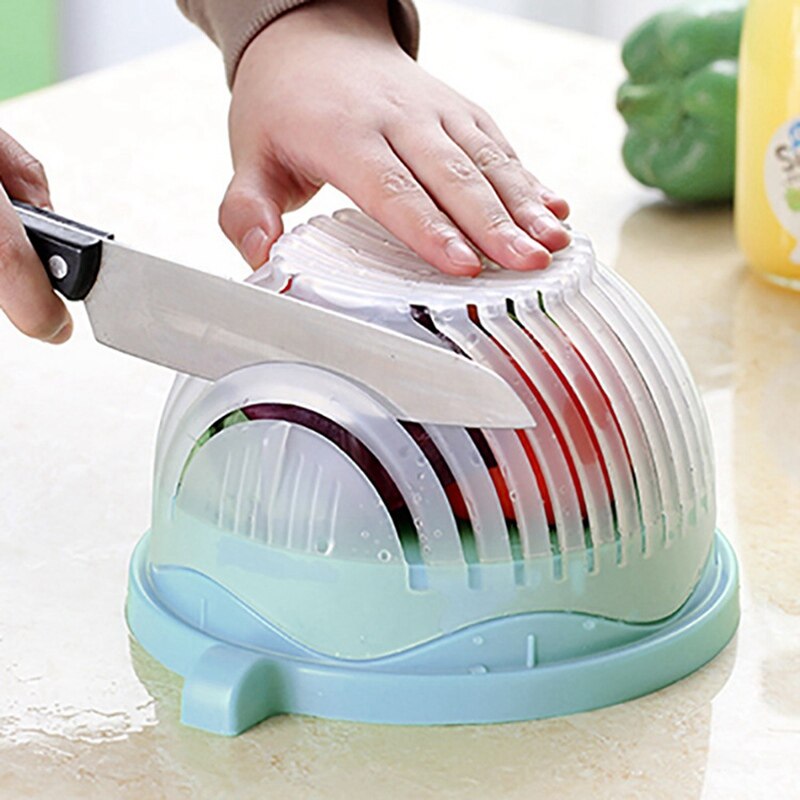 Plastic Salad Vegetable Cutting Bowl Household Fruits Vegetable Cutter  Original Salad Drain Bowl Kitchen Tool, 90 Days Buyer Protection