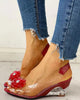 Ladies Summer Rhinestone Decorated Flower Design Jelly Wedge Sandals freeshipping - Tyche Ace