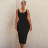 Elegant Spaghetti Sleeve Plus Size Bodycon Dress