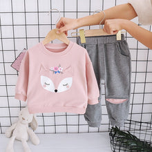 Load image into Gallery viewer, Plaid Letter Print Letter Print Design Baby Girl Sweater Two Piece Suit
