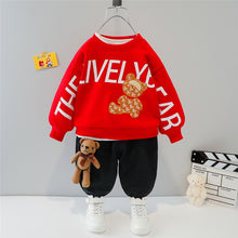 Load image into Gallery viewer, Cartoon Animal Design Sweater + Warm Pants Suit For Kids
