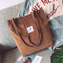 Load image into Gallery viewer, Corduroy Shoulder Reusable Shopping Tote Bags - Tyche Ace
