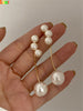 Kshmir New pearl long earrings simple geometric pearl retro metal exquisite French earrings S925 stitches 2020