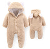Unisex Cotton Thick Warm Hooded Jumpsuit Rompers For Kids