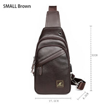 Load image into Gallery viewer, Crazy Horse Leather USB Charging Sling Back Shoulder Travel Crossbody Bags
