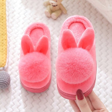 Load image into Gallery viewer, Unisex Cute Bunny Cartoon Cotton Warm Faux Fur Slippers For Kids
