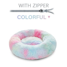 Load image into Gallery viewer, Zip Cover Removable Washable Donut Shape Design Calming Long Plush Dog Beds
