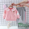 Plaid Letter Print Letter Print Design Baby Girl Sweater Two Piece Suit