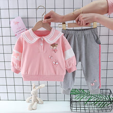 Load image into Gallery viewer, Plaid Letter Print Letter Print Design Baby Girl Sweater Two Piece Suit
