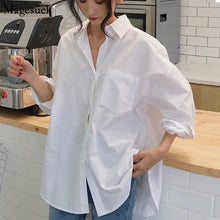 Load image into Gallery viewer, White Cotton Long Sleeve Oversize Shirt
