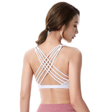 Load image into Gallery viewer, Cross Over Straps Wireless Push Up Padded Bra Crop Top
