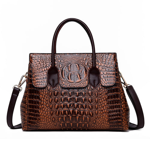 Soft Crocodile Leather Retro Tote Handbags
