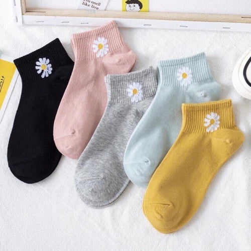 10 Pairs Pack Daisy Flower Print Cotton Ladies Ankle Socks freeshipping - Tyche Ace