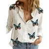 Long Sleeve Butterflies Print Single-breasted Office Shirt Blouse freeshipping - Tyche Ace