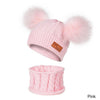 Unisex Pompom Knitted Hat and Scarf Beanie Hats Sets For Kids