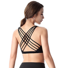 Load image into Gallery viewer, Cross Over Straps Wireless Push Up Padded Bra Crop Top
