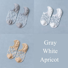 Load image into Gallery viewer, 3 Pairs Transparent Lace Flower Design Elastic Invisible Boat Best Socks For Women freeshipping - Tyche Ace
