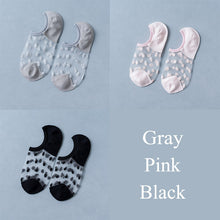 Load image into Gallery viewer, 3 Pairs Transparent Lace Flower Design Elastic Invisible Boat Best Socks For Women freeshipping - Tyche Ace
