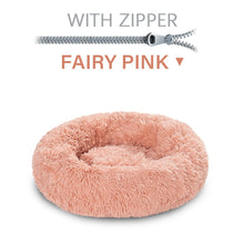 Load image into Gallery viewer, Zip Cover Removable Washable Donut Shape Design Calming Long Plush Dog Beds
