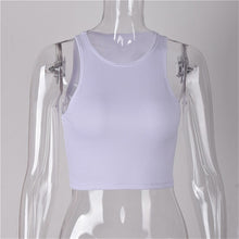 Load image into Gallery viewer, Sleeveless Solid Black/White Crop Vest Tops freeshipping - Tyche Ace
