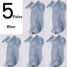 Load image into Gallery viewer, 5 Pairs Ultra Thin Transparent Daisy Flower Design Ankle Socks freeshipping - Tyche Ace
