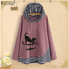 Striped Patchwork Cat Cartoon Print  Long Sleeve Hoodie freeshipping - Tyche Ace