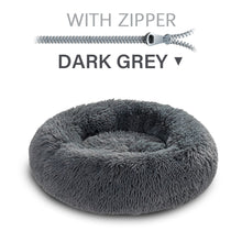 Load image into Gallery viewer, Zip Cover Removable Washable Donut Shape Design Calming Long Plush Dog Beds
