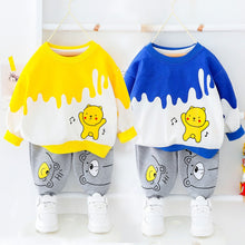 Load image into Gallery viewer, Boys Long  Sleeved Cartoon Music Bear Sweater Jogger Outfit
