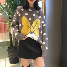 Load image into Gallery viewer, Knitted Cartoon Mouse Image Polka Dot Loose Fit  Sweater freeshipping - Tyche Ace
