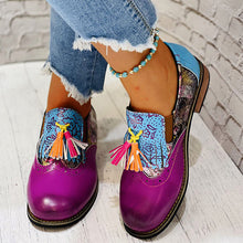 Load image into Gallery viewer, Flat Printed Vintage Round Toe Tassel &amp; Lace Up Shoes For Women - Tyche Ace
