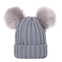 Load image into Gallery viewer, Double Hairball Solid Pompom Beanie Hat - Tyche Ace
