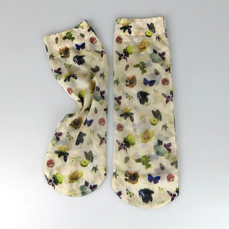 Flower Butterfly Pattern Print Soft Ankle Socks freeshipping - Tyche Ace