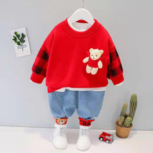 Load image into Gallery viewer, Cartoon Animal Design Sweater + Warm Pants Suit For Kids
