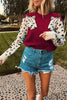 Knitted Cheetah Head Print Splice Loose Jumper Pullover