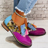 Flat Printed Vintage Round Toe Tassel & Lace Up Shoes For Women
