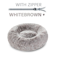 Load image into Gallery viewer, Zip Cover Removable Washable Donut Shape Design Calming Long Plush Dog Beds
