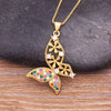 Colourful Shining Statement Butterfly Rhinestone Crystal Lucky Charm Pendant Necklace