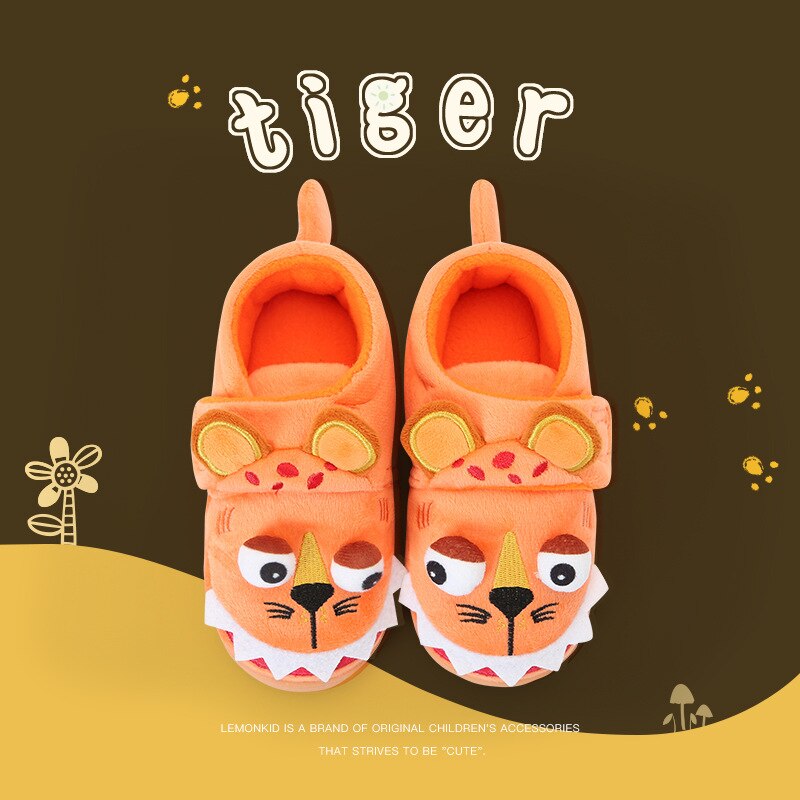 Animal Cartoon Design Fluffy Warm Slippers For Kids
