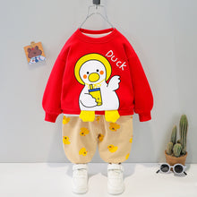 Load image into Gallery viewer, Cartoon Animal Design Sweater + Warm Pants Suit For Kids
