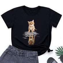 Load image into Gallery viewer, Cat &amp; Tiger Print Graphic T Shirt freeshipping - Tyche Ace
