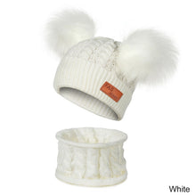 Load image into Gallery viewer, Unisex Pompom Knitted Scarf And Beanie Hats Sets For Kids - Tyche Ace
