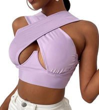 Load image into Gallery viewer, Women&#39;s Criss Cross Tank Tops Sexy Sleeveless Solid Color Cutout Front Crop Tops Party Club Streetwear Summer Lady Bustier Tops freeshipping - Tyche Ace
