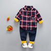 2Pcs/Sets Thick Plush Lined Velvet Plaid Shirt &amp; Pants Suits For Toddlers