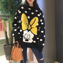 Load image into Gallery viewer, Knitted Cartoon Mouse Image Polka Dot Loose Fit  Sweater freeshipping - Tyche Ace
