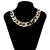 Unisex Chunky Thick Gold Tone Resin Link Chain Necklace