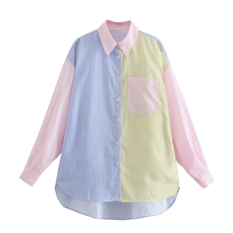 Loose Vintage Colourful Button Boyfriend Shirt