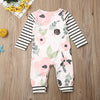 Unisex Baby Flower Striped Long Sleeves Romper For Toddlers
