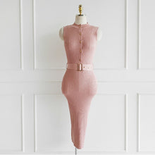 Load image into Gallery viewer, Elegant Simple Stretch Knitted Sleeveless Dress With Slit On Back
