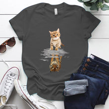 Load image into Gallery viewer, Cat &amp; Tiger Print Graphic T Shirt freeshipping - Tyche Ace
